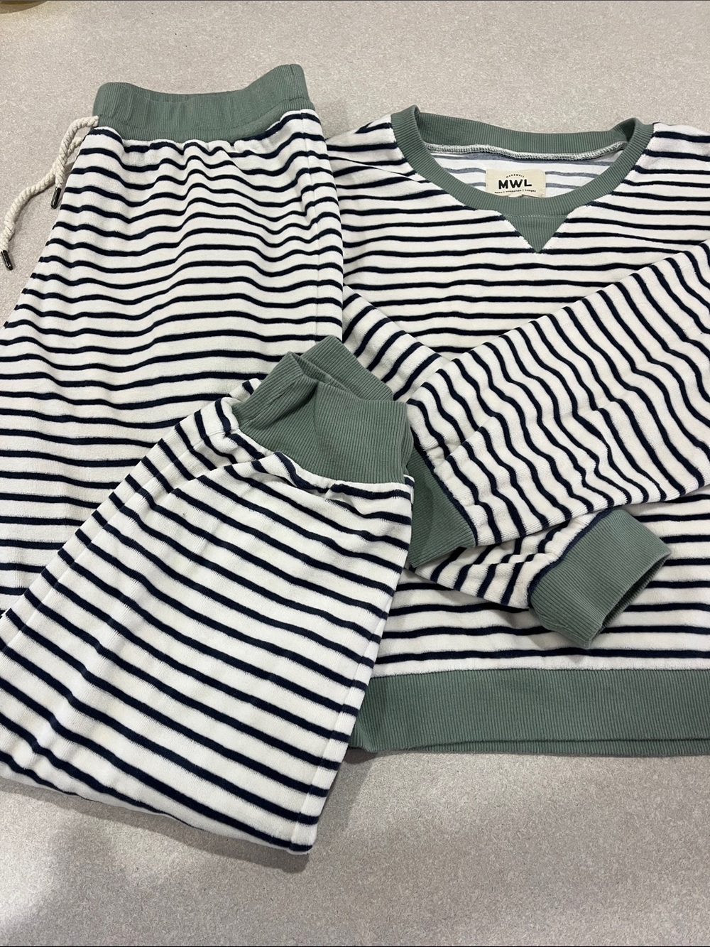 Madewell Green-Trim Striped terry Set
